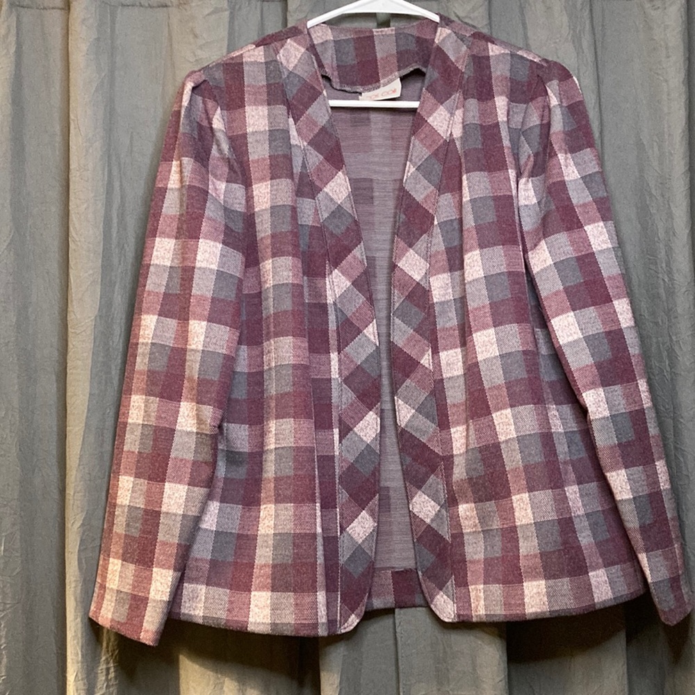 Vintage 2 piece purple plaid blazer and skirt